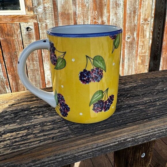 Bois D'Arc Tutti Fruitti ESSEX COLLECTION BlackBerry Coffee Mug Cup Glass - Picture 7 of 7
